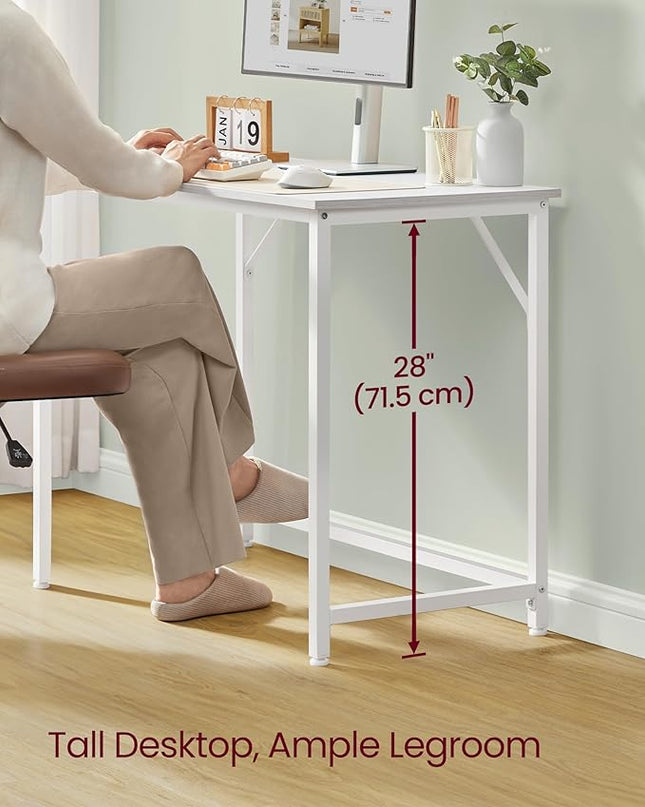 VASAGLE Computer Desk, Gaming Desk, Home Office Desk, for Small Spaces, 19.7 x 39.4 x 29.5 Inches, Modern Style, Metal Frame, Maple White ULWD041W44 - LeafyLoom