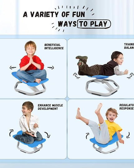 Elephant Kids Swivel Chair, Seat and Spinning Chair, Body Coordination Training Chair, Dark Blue Non Slip Sensory Toys 360° Spinning Chair for Autistic Kids Aged 3+, Improving Kid's Physical Fitness - LeafyLoom