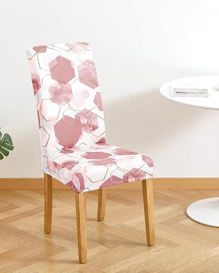 Gibelle Dining Room Chair Covers Set of 6, Soft Stretch Kitchen Chair Covers Slipcover Protector, Removable Washable Geometric Parson Chair Covers 6 Pack, Dusty Pink Gibelle