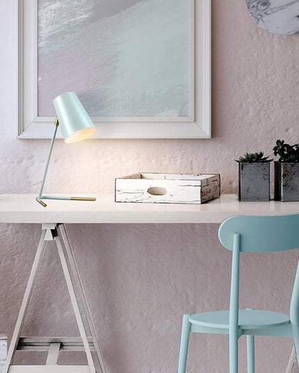 Globe Electric 56086 Dobby 16" Desk Lamp, Matte Teal, Gold Accents - LeafyLoom