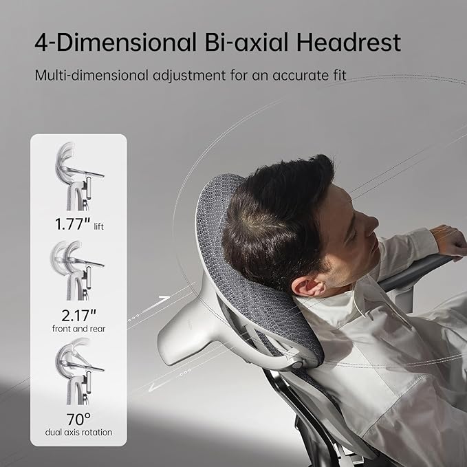 Hbada E3 Ergonomic Office Chair Ultra, Big and Tall Office Chair - with 3-Zone Dynamic Lumbar Support, 360° Mechanical Armrests, 4D Adjustable Headrest, Aluminum Alloy, Premium Mesh, Grey - LeafyLoom
