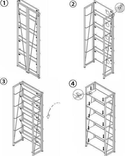No-Assembly Folding Bookshelf Storage Shelves 5 Tiers Vintage Multifunctional Plant Flower Stand Storage Rack Shelves Bookcase for Home Office(White) - LeafyLoom