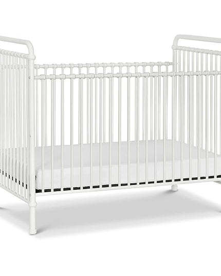 Namesake Abigail 3-in-1 Convertible Metal Crib in Washed White, Greenguard Gold Certified - LeafyLoom