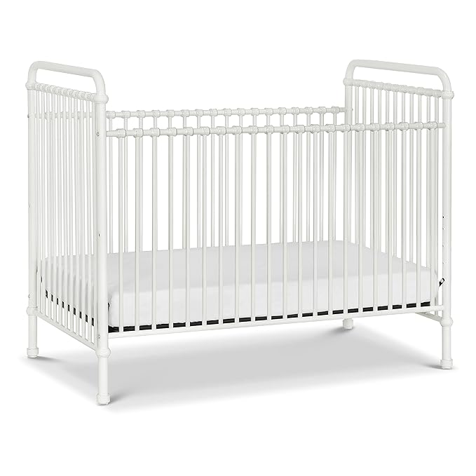 Namesake Abigail 3-in-1 Convertible Metal Crib in Washed White, Greenguard Gold Certified - LeafyLoom