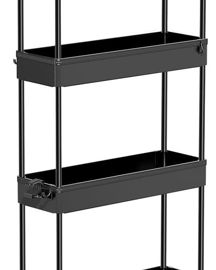 SPACEKEEPER Slim Rolling Storage Cart 4 Tier Organizer Mobile Shelving Unit Utility Cart Tower Rack for Kitchen Bathroom Laundry Narrow Places, Black - LeafyLoom