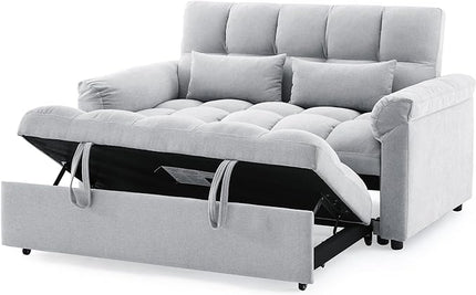 Large 2 Seater Sofa&Couch Loveseat W/Pull Out Sleeper Couch Bed and Pillows,3 in 1 Reclining Backrest Love Seat Convertible Twin XL Size Sleeper&Sofabed for Home Apartment Office Living Room - LeafyLoom
