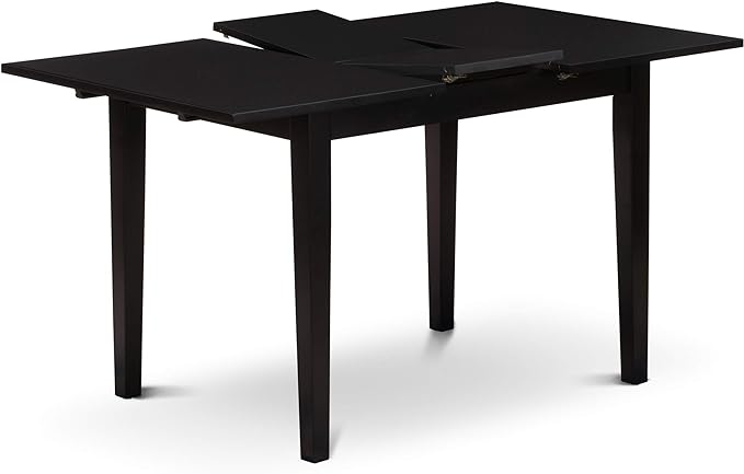East West Furniture NOCL5-BLK-C 5 Piece Dining Table Set for 4 Includes a Rectangle Kitchen Table with Butterfly Leaf and 4 Linen Fabric Kitchen Dining Chairs, 32x54 Inch, Black - LeafyLoom