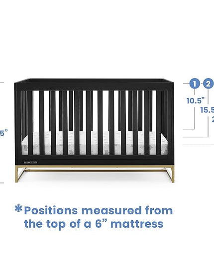Delta Children Jade 4-in-1 Convertible Crib - Greenguard Gold Certified, Ebony/Bronze - LeafyLoom