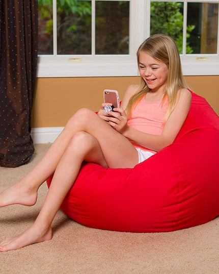 Posh Beanbags Bean Bag Chair, Large-38in, Solid Red - LeafyLoom