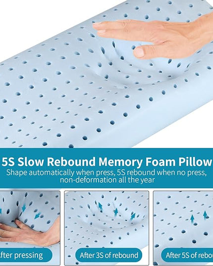 Memory Foam Pillows Neck Pillow Bed Pillow for Sleeping Ergonomic Cervical Contour Pillow for Side Back Stomach Sleeper for Neck and Shoulder Pain - LeafyLoom