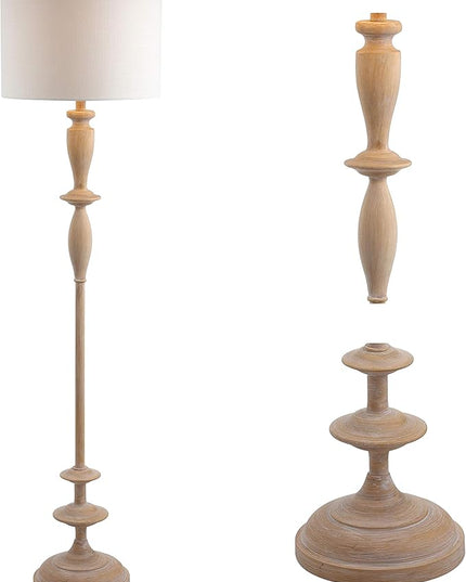 JONATHAN Y JYL3061A Aldrin 63.5" Resin LED Floor Lamp, Traditional, Transitional, Office, Living Room, Family Room, Dining Room, Bedroom, Hallway, Foyer, Brown Wood Finish - LeafyLoom