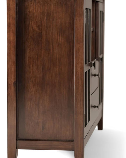 SIMPLIHOME Artisan SOLID WOOD Universal TV Media Stand, 53 inch Wide, Contemporary, Living Room Entertainment Center, Storage Shelves and Cabinets, for Flat Screen TVs up to 60 inches in Russet Brown - LeafyLoom