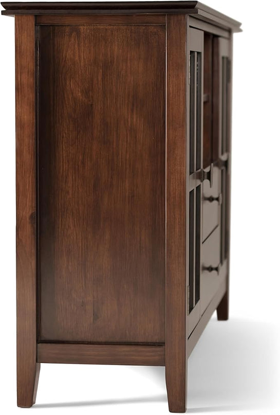 SIMPLIHOME Artisan SOLID WOOD Universal TV Media Stand, 53 inch Wide, Contemporary, Living Room Entertainment Center, Storage Shelves and Cabinets, for Flat Screen TVs up to 60 inches in Russet Brown - LeafyLoom