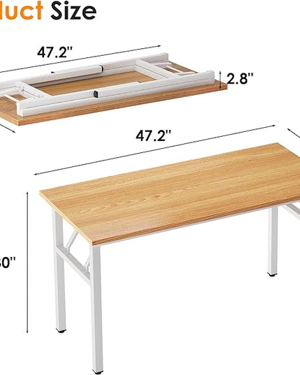 Need 47 inches Computer Desk Office Desk Folding Table with BIFMA Certification Computer Table Workstation,Teak White AC5BW-120 - LeafyLoom