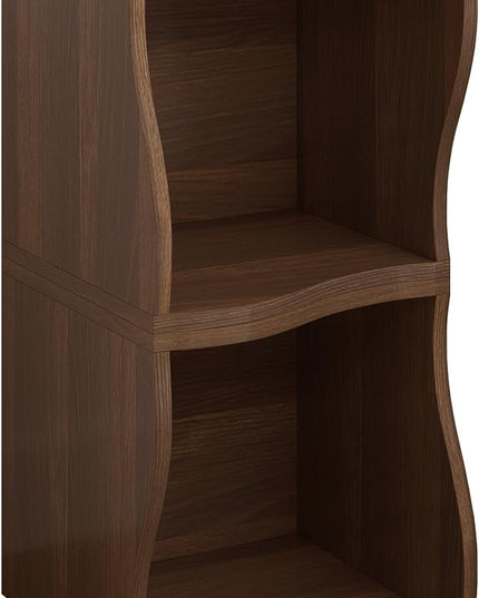 ECYIL Double Layered Independent Storage Rack, Full Circular Color Blocking Bookshelf, Suitable for Home, Office, Living Room, etc (walnut1) - LeafyLoom