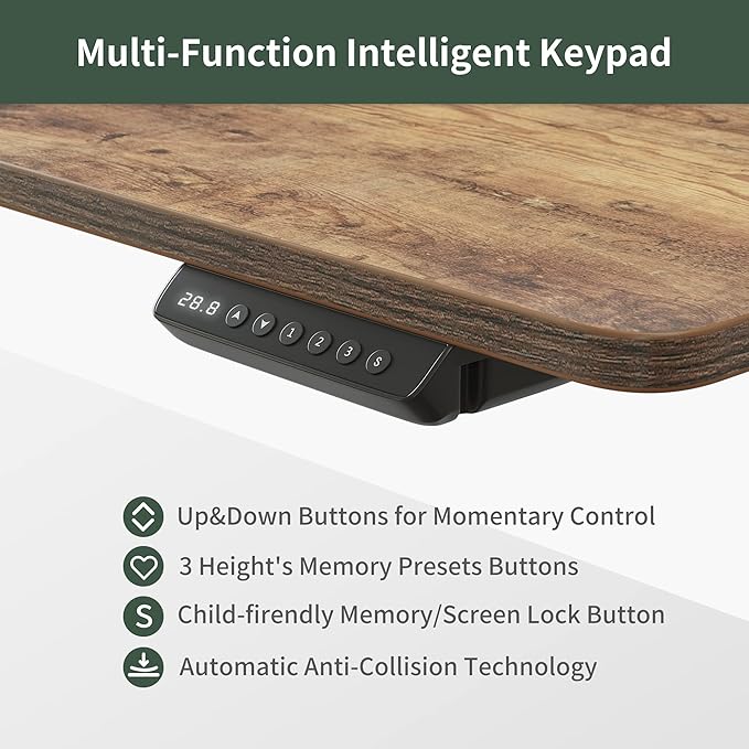 FEZIBO Standing Desk Adjustable Height with Drawers, 48 x 25 Inch Stand Up Desk with Storage Shelf, Electric Standing Desk with Storage Space, Rustic Brown Top/Black Frame - LeafyLoom