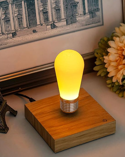 HCNT Floating Light Bulb, Magnetic Levitating LED Desk Lamp Table lamp Night Light, 360 Degree Automatic Rotating Light, Unique Gifts for Christmas Office Decor - LeafyLoom
