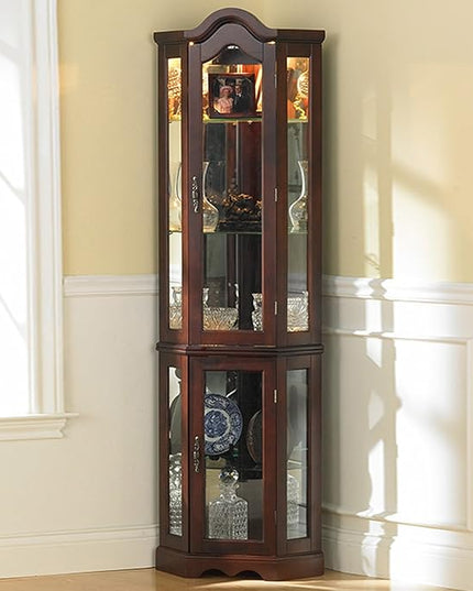 Home Decorators Collection Vitric Lighted Curio, 70" Hx21 Wx16 D, Mahogany - LeafyLoom