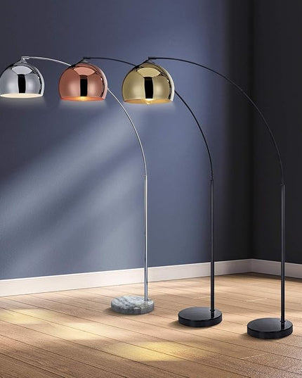 NW Archiology Arc Floor Lamp, 67" Height Gold Floor Lamp with Floor Switch and Stable Marble Base, The Unique Curved Design is Ideal for Living Room Reading Bedroom Home Office - LeafyLoom