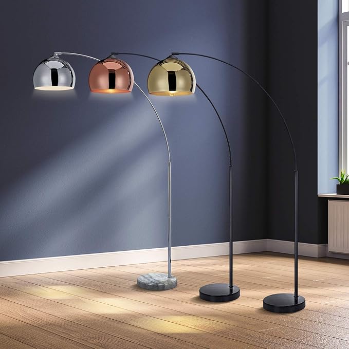 NW Archiology Arc Floor Lamp, 67" Height Gold Floor Lamp with Floor Switch and Stable Marble Base, The Unique Curved Design is Ideal for Living Room Reading Bedroom Home Office - LeafyLoom