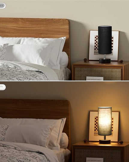 Small Table Lamp for Bedroom - Bedside Lamps for Night Stands, Minimalist Nightstand Light Lamp, Desk Lamps for Reading Room, Kids Room, Living Room, Office, Dorm - LeafyLoom