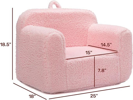 ALIMORDEN Kids Ultra-Soft Snuggle Foam Filled Chair, Toddler Cuddly Sherpa Reading Couch for Boys and Girls, Pink - LeafyLoom