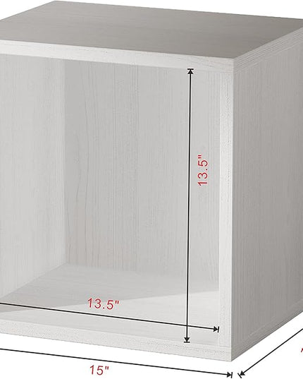 Magic DIY Cube Storage Organizer -Cube Storage Shelf -Wood Storage Cubes -Stackable Cubes Perfect for Books Clothes Toy(Pure White-Washed, General Cube) - LeafyLoom