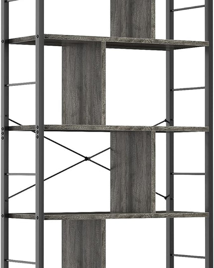 armocity Bookshelf, 5 Tier Tall Modern Bookcase Wood Metal Frame Standing Book Shelf, Display Bookshelves Storage Organizer for Bedroom Living Room Home Office, Grey - LeafyLoom