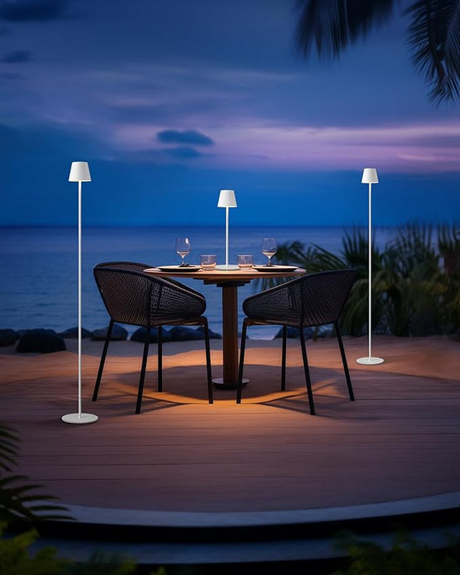KDG Modern Cordless Floor Lamp, Portable LED Corner Stand Lamp, 5000mAh Battery Operated, Stepless Dimmable Adjustable Height lighting for Living room, Bedroom, Outdoor, Office, Night Light(White) - LeafyLoom