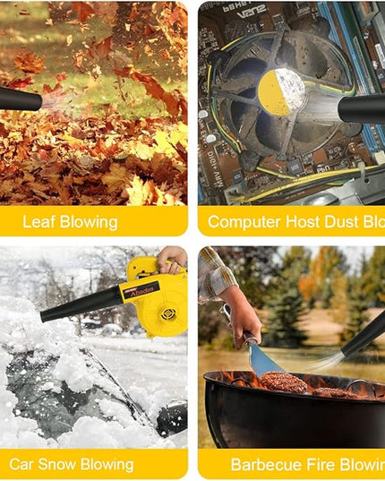 Corded Electric Leaf Blower,2 in 1 Small Handheld Lightweight Sweeper/Vacuum,110V 400W Portbale Blower for Leaf/Snow/Dust Blowing (Yellow) - LeafyLoom