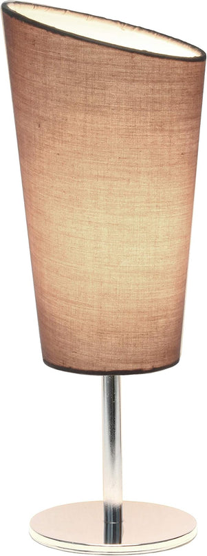 Simple Designs LT2061-GRY Mini Chrome Angled Fabric Shade Table Lamp, Gray - LeafyLoom