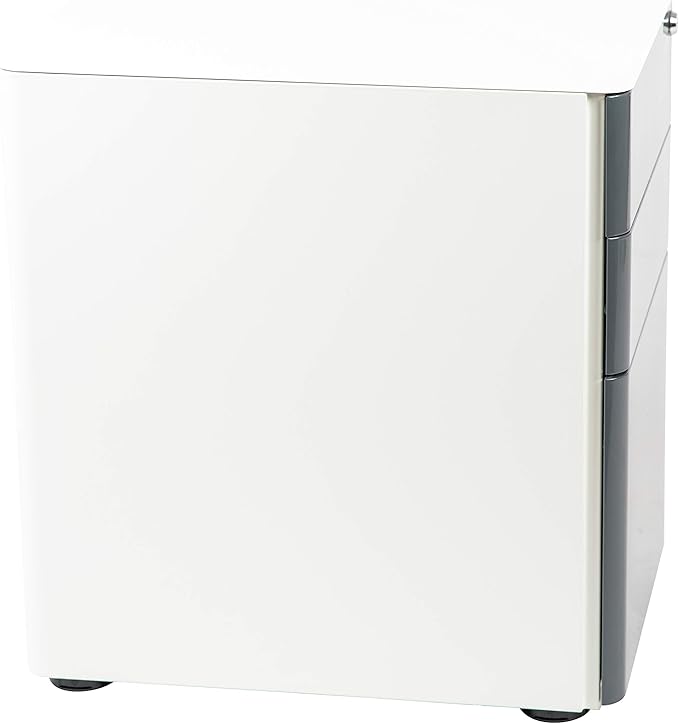 Flash Furniture Warner Modern 3-Drawer Mobile Locking Filing Cabinet with Anti-Tilt Mechanism & Letter/Legal Drawer, White with Charcoal Faceplate - LeafyLoom