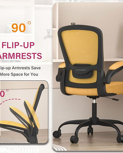 Office Chair, Ergonomic Desk Chair with Adjustable Lumbar Support, High Back Mesh Computer Chair with Flip-up Armrests-BIFMA Passed Task Chairs, Executive Chair for Home Office - LeafyLoom