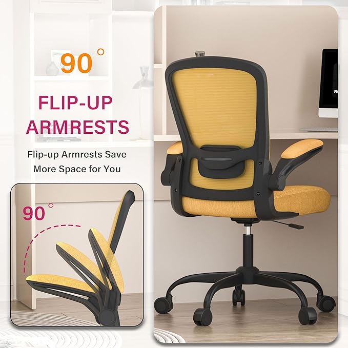 Office Chair, Ergonomic Desk Chair with Adjustable Lumbar Support, High Back Mesh Computer Chair with Flip-up Armrests-BIFMA Passed Task Chairs, Executive Chair for Home Office - LeafyLoom