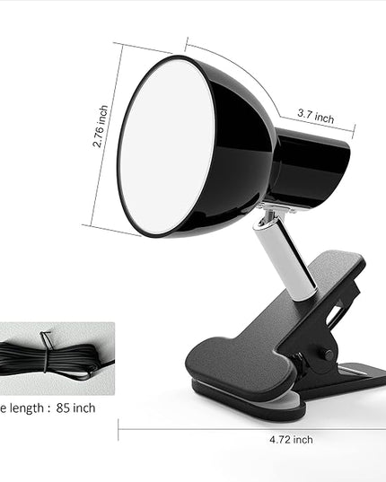 Clip on Light 5W Ultra Bright 330° Rotation Book Reading Clip on Lamp for Bed/Bedside Headboard/Table/Bunk/Desk Lighting Black - LeafyLoom