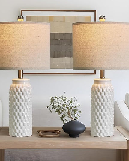 24" Lamps for Living Room: Bedside Lamps - Table Lamps Set of 2 Lamps for Night Stands Living Room Lamps Bedroom Lamps White Lamps… - LeafyLoom