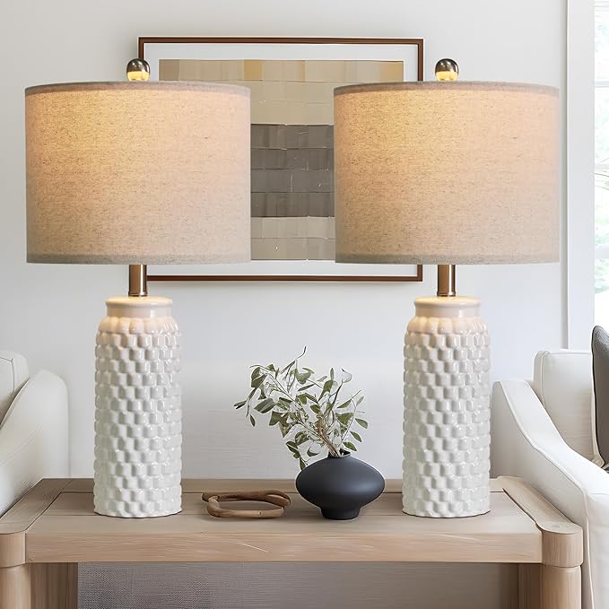 24" Lamps for Living Room: Bedside Lamps - Table Lamps Set of 2 Lamps for Night Stands Living Room Lamps Bedroom Lamps White Lamps… - LeafyLoom
