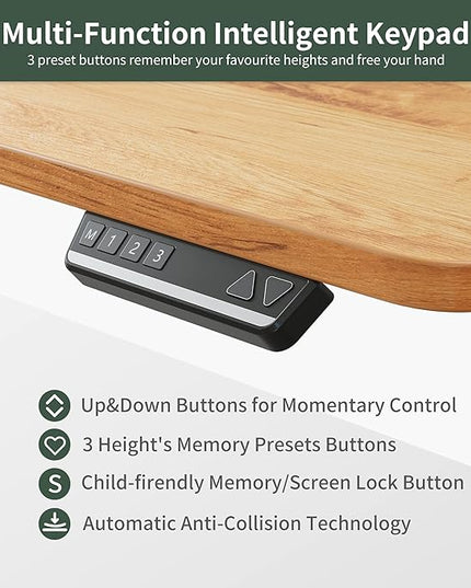FEZIBO 75 Inches, Supports over 300mlbs, L Shaped Standing Desk Reversible, Electric Height Adjustable Corner Stand up Desk, Sit Stand Desk Computer Workstation, White Frame/Light Rustic Brown Top - LeafyLoom