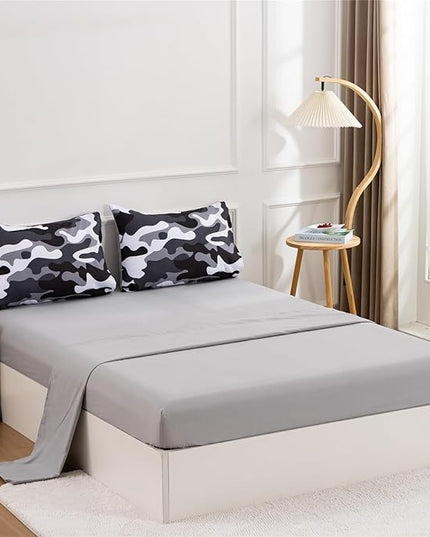 Meeting Story Camouflage Bedding Set, Colorful Pattern Style Comforter Set, 5 PCS One Comforter Two Pillowcases Two Sheets in One Bag, All Season Bedspread for Teens Adults (Grey,Full5pcs - LeafyLoom