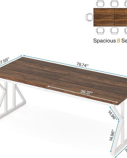 Tribesigns 78.7-Inch Executive Desk, Large Computer Office Desk Workstation, Modern Simple Style Laptop Desk Study Writing Table Business Furniture for Home Office (Rustic Brown/White, 78.7 Inch) - LeafyLoom