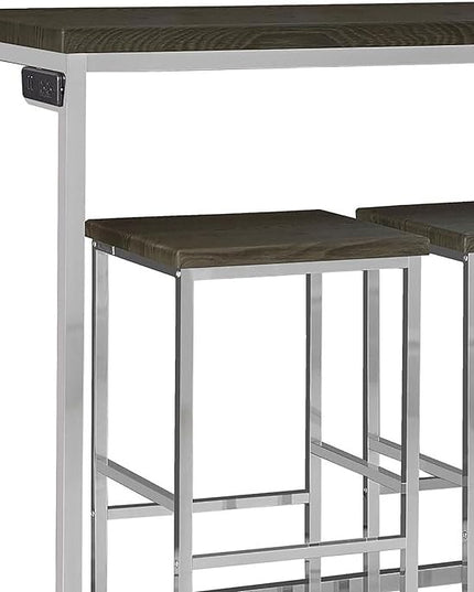 NicBex Kitchen Table Chairs Set of 4 Dining Table Set Modern Design Kitchen Dining Table, Pub Table, Dining Table Set with 3 Stools for Kitchen, Apartment, Easy Assembly, Brown - LeafyLoom