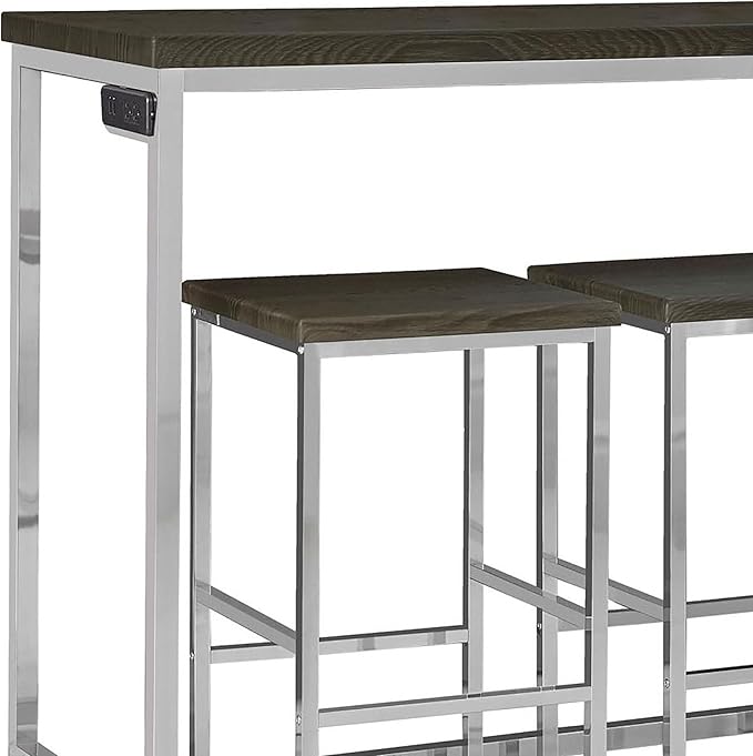 NicBex Kitchen Table Chairs Set of 4 Dining Table Set Modern Design Kitchen Dining Table, Pub Table, Dining Table Set with 3 Stools for Kitchen, Apartment, Easy Assembly, Brown - LeafyLoom
