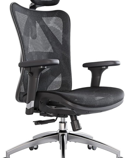 SIHOO M57 Ergonomic Office Chair with 3 Way Armrests Lumbar Support and Adjustable Headrest High Back Tilt Function Black - LeafyLoom