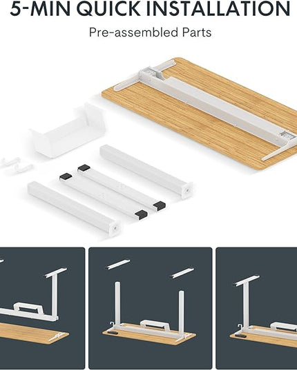 FLEXISPOT Adjustable Desk Quick Assembly Electric Standing Desk with 48 x 24 Inches Whole-Piece Ergonomic Memory Controller Sit Stand Desk(White Frame + 48" Bamboo Texture Desktop) - LeafyLoom