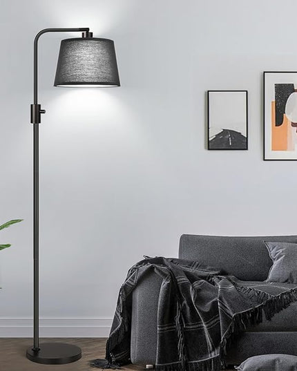 【Upgraded】 Dimmable Floor Lamp, 1000 Lumens LED Edison Bulb Included, Arc Floor Lamps for Living Room Modern Standing Lamp with Black Shade, Tall Lamps for Living Room Bedroom Office Dining Room - LeafyLoom