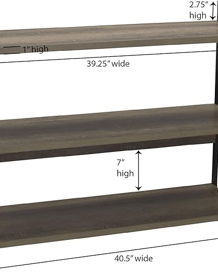 Household Essentials Ashwood 3 Tier Storage Shelf with Metal, Grey Shelves – Black Frame - LeafyLoom
