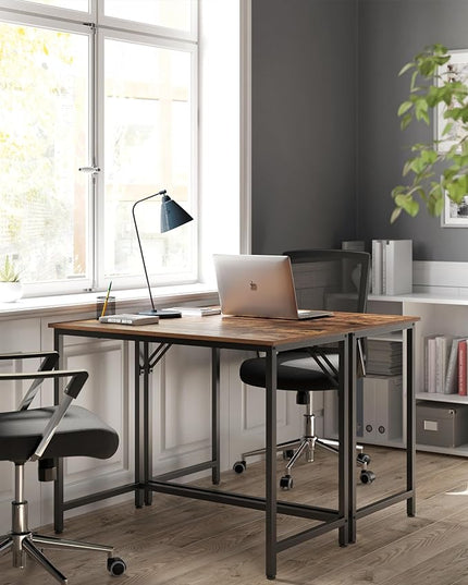 VASAGLE Computer Desk, Gaming Desk, Home Office Desk, for Small Spaces, 19.7 x 39.4 x 29.5 Inches, Industrial Style, Metal Frame, Rustic Brown and Black ULWD41X - LeafyLoom