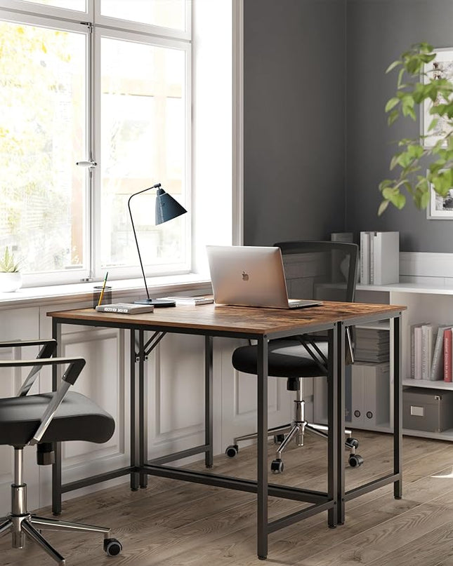 VASAGLE Computer Desk, Gaming Desk, Home Office Desk, for Small Spaces, 19.7 x 39.4 x 29.5 Inches, Industrial Style, Metal Frame, Rustic Brown and Black ULWD41X - LeafyLoom