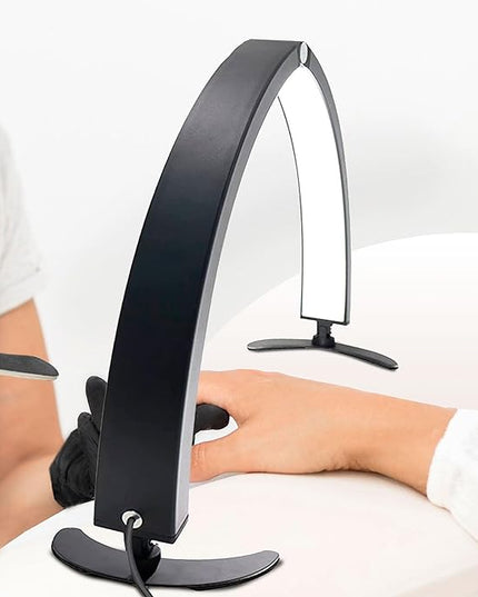 Adjustable Half Moon Light for Nail Desk, Professional LED Light Nail Lash Tech Lighting for Manicure, Pedicure, Tattoo, Lash Work, Manicure Light, Lash Light for Table (Black) - LeafyLoom