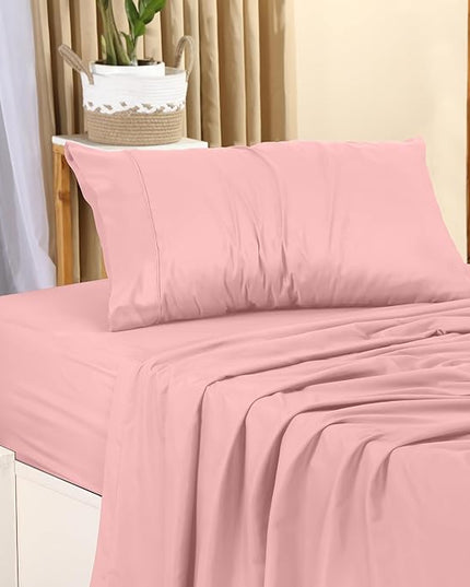 Utopia Bedding Twin Bed Sheets Set - 3 Piece Bedding - Brushed Microfiber - Shrinkage and Fade Resistant - Easy Care (Twin, Pink) - LeafyLoom